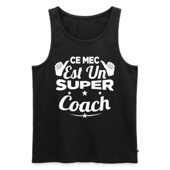 Ce Mec est un Super Coach Cadeau - Débardeur bio Premium Homme - noir - Devant - Michal (187cm)