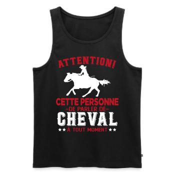 Cette Personne Risque Parler De Cheval Tout Moment - Débardeur bio Premium Homme - noir - Devant - Michal (187cm)