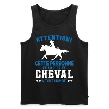 Cette Personne Risque Parler De Cheval Tout Moment - Débardeur bio Premium Homme - noir - Devant - Michal (187cm)