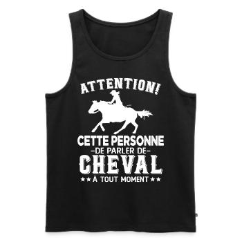 Cette Personne Risque Parler De Cheval Tout Moment - Débardeur bio Premium Homme - noir - Devant - Michal (187cm)