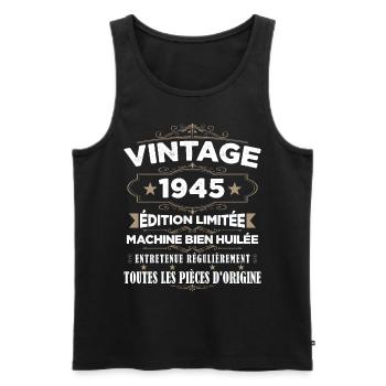 Vintage 1945 Edition Limitée - Débardeur bio Premium Homme - noir - Devant - Michal (187cm)