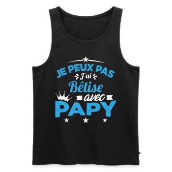 Je peux pas J'ai Bêtise Avec Papy Cadeau - Débardeur bio Premium Homme - noir - Devant - Michal (187cm)