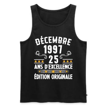 25 Ans Anniversaire Vintage Né(e) en Décembre 1997 - Débardeur bio Premium Homme - noir - Devant - Michal (187cm)