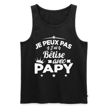Je peux pas J'ai Bêtise Avec Papy Cadeau - Débardeur bio Premium Homme - noir - Devant - Michal (187cm)