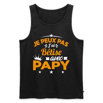 Je peux pas J'ai Bêtise Avec Papy Cadeau - Débardeur bio Premium Homme - noir - Devant - Michal (187cm)
