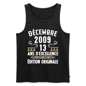 Cadeau Anniversaire Vintage 13 Ans Décembre 2009 - Débardeur bio Premium Homme - noir - Devant - Michal (187cm)