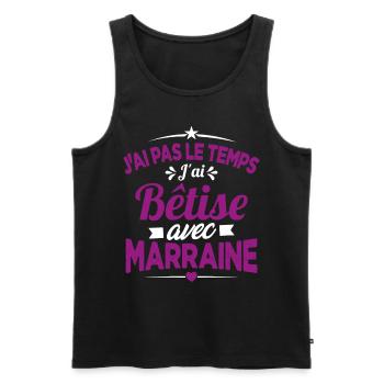 J'ai Pas Le Temps, J'ai Bêtise Avec Marraine - Débardeur bio Premium Homme - noir - Devant - Michal (187cm)