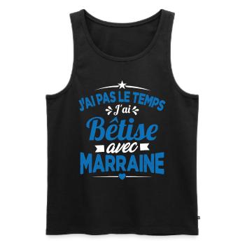 J'ai Pas Le Temps, J'ai Bêtise Avec Marraine - Débardeur bio Premium Homme - noir - Devant - Michal (187cm)