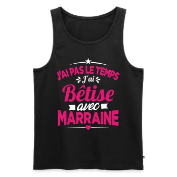J'ai Pas Le Temps, J'ai Bêtise Avec Marraine - Débardeur bio Premium Homme - noir - Devant - Michal (187cm)