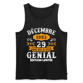 29 Ans Anniversaire Vintage Né(e) en Décembre 1993 - Débardeur bio Premium Homme - noir - Devant - Michal (187cm)