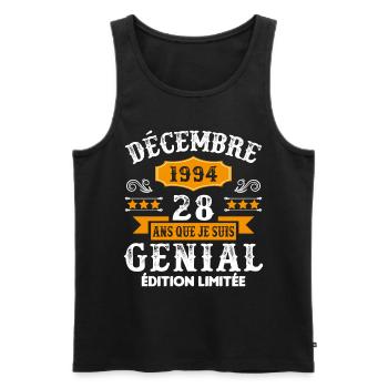 28 Ans Anniversaire Vintage Né(e) en Décembre 1994 - Débardeur bio Premium Homme - noir - Devant - Michal (187cm)