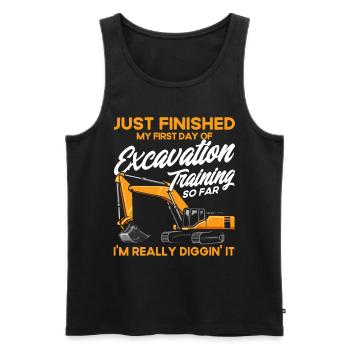Excavatrice Équipement lourd Travailleur de la construction Don - Débardeur bio Premium Homme - noir - Devant - Michal (187cm)