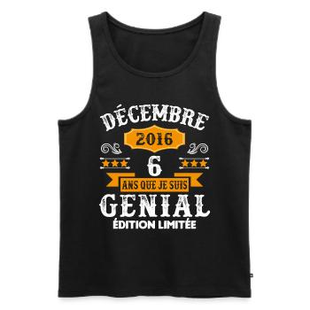 6 Ans Anniversaire Vintage Né(e) en Décembre 2016 - Débardeur bio Premium Homme - noir - Devant - Michal (187cm)
