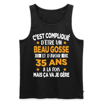 Beau Gosse et D'avoir 35 Ans Cadeau d'anniversaire - Débardeur bio Premium Homme - noir - Devant - Michal (187cm)