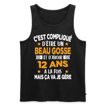 Compliqué d'être un Beau Gosse et D'avoir 12 Ans - Débardeur bio Premium Homme - noir - Devant - Michal (187cm)