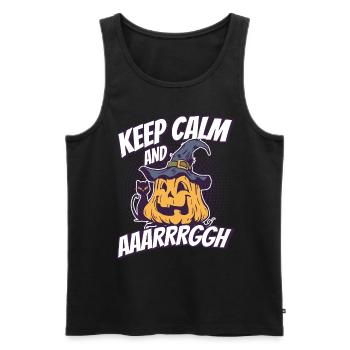 Horreur Halloween Restez calme Effrayant - Débardeur bio Premium Homme - noir - Devant - Michal (187cm)