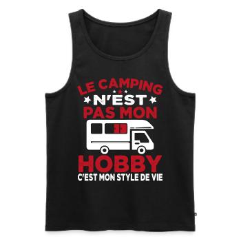 J'aime Camping C'est Mon Style De Vie Camping Car - Débardeur bio Premium Homme - noir - Devant - AI Model Male 178 light (178cm)