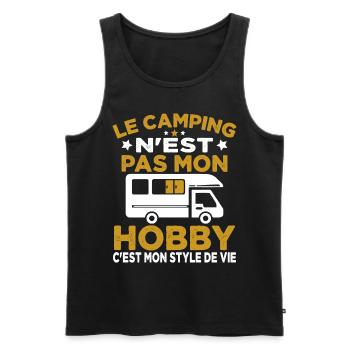 J'aime Camping C'est Mon Style De Vie Camping Car - Débardeur bio Premium Homme - noir - Devant - AI Model Male 178 light (178cm)