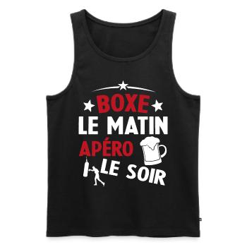 Boxe Le Matin Et Apéro Le Soir Boxing Sport - Débardeur bio Premium Homme - noir - Devant - AI Model Male 178 light (178cm)