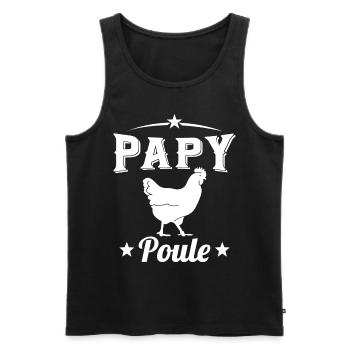 Papy Poule Humour Cadeau Grand Père - Débardeur bio Premium Homme - noir - Devant - AI Model Male 178 light (178cm)