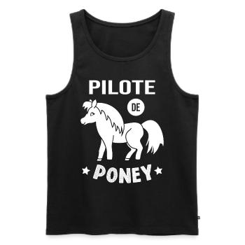 Pilote De Poney Humour Cadeau Équitation Cavalière - Débardeur bio Premium Homme - noir - Devant - Michal (187cm)