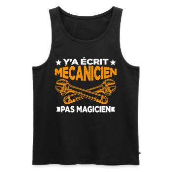 Y'a écrit Mécanicien Pas Magicien Cadeau Homme - Débardeur bio Premium Homme - noir - Devant - Michal (187cm)