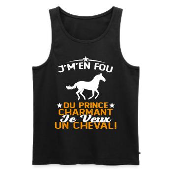 J'm'en Fou Du Prince Charmant Je Veux Un Cheval - Débardeur bio Premium Homme - noir - Devant - Michal (187cm)