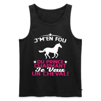 J'm'en Fou Du Prince Charmant Je Veux Un Cheval - Débardeur bio Premium Homme - noir - Devant - AI Model Male 178 light (178cm)