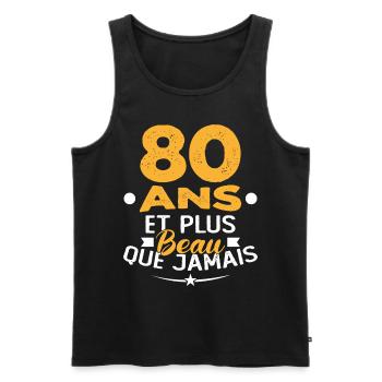80 Ans et plus beau que jamais - Débardeur bio Premium Homme - noir - Devant - Michal (187cm)