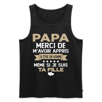 Homme Papa Fête Des Père Humour Cadeau Papa - Débardeur bio Premium Homme - noir - Devant - Michal (187cm)