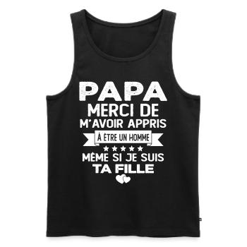 Homme Papa Fête Des Père Humour Cadeau Papa - Débardeur bio Premium Homme - noir - Devant - Michal (187cm)