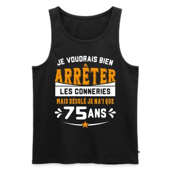 Je Voudrais Bien 75 Ans Humour Cadeau - Débardeur bio Premium Homme - noir - Devant - Michal (187cm)