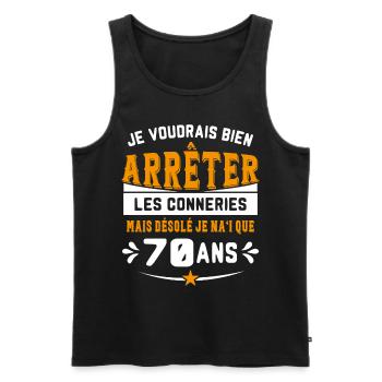 Je Voudrais Bien 70 Ans Humour Cadeau - Débardeur bio Premium Homme - noir - Devant - Michal (187cm)