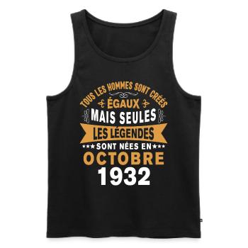 Les légendes sont nées en Octobre 1932 Cadeau - Débardeur bio Premium Homme - noir - Devant - Michal (187cm)