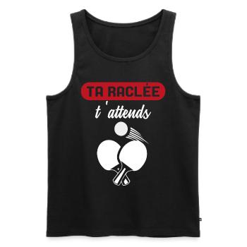 Ta Raclée T'Attends Ping-Pong Pongiste - Débardeur bio Premium Homme - noir - Devant - Michal (187cm)