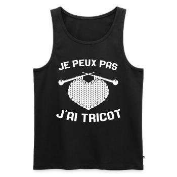 Je Peux Pas J'ai Tricot Rigolo Couture - Débardeur bio Premium Homme - noir - Devant - Michal (187cm)