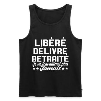 Je suis retraité je ne travaillerais plus jamais - Débardeur bio Premium Homme - noir - Devant - Michal (187cm)