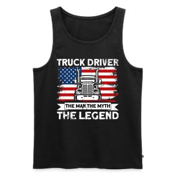 Semi-remorque Trucker Semitrailer Cadeau - Débardeur bio Premium Homme - noir - Devant - AI Model Male 178 light (178cm)