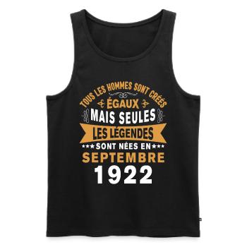 Les Légendes Sont Nées En Septembre 1922 Cadeau - Débardeur bio Premium Homme - noir - Devant - Michal (187cm)