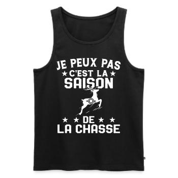 C'est La Saison De La Chasse Humour Chasseur - Débardeur bio Premium Homme - noir - Devant - AI Model Male 178 light (178cm)