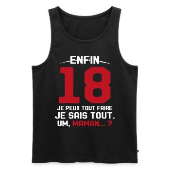Enfin 18 Ans Cadeau Humor Fille 18 Anniversaire - Débardeur bio Premium Homme - noir - Devant - Michal (187cm)