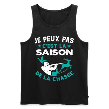 C'est La Saison De La Chasse Humour Chasseur - Débardeur bio Premium Homme - noir - Devant - AI Model Male 178 light (178cm)