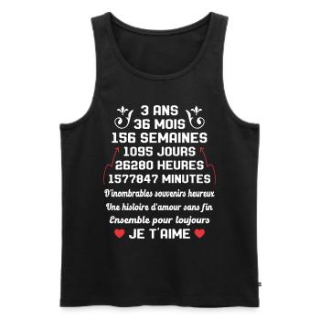 Couple 3 Ans amour Anniversaire de mariage Cadeau - Débardeur bio Premium Homme - noir - Devant - Michal (187cm)