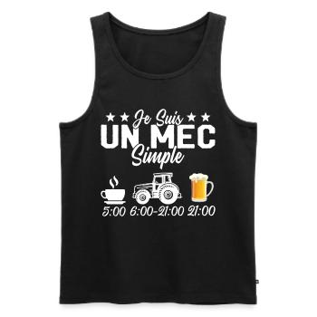 Je Suis Un Mec Simple Cafe Tracteur l'apéro - Débardeur bio Premium Homme - noir - Devant - Michal (187cm)