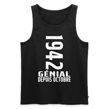 Génial(e) Depuis Octobre 1942 - Débardeur bio Premium Homme - noir - Devant - Michal (187cm)