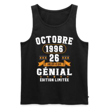 26 Ans Anniversaire Vintage Né(e) en Octobre 1996 - Débardeur bio Premium Homme - noir - Devant - Michal (187cm)
