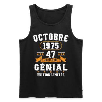 47 Ans Anniversaire Vintage Né(e) en Octobre 1975 - Débardeur bio Premium Homme - noir - Devant - Michal (187cm)