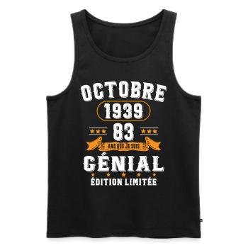 83 Ans Anniversaire Vintage Né(e) en Octobre 1939 - Débardeur bio Premium Homme - noir - Devant - Michal (187cm)