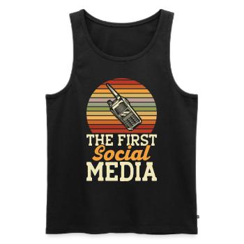 Radio amateur Morse code broadcast amateur radio - Men's Premium Organic Tank Top - black - Front - AI Model Male 178 light (178cm)