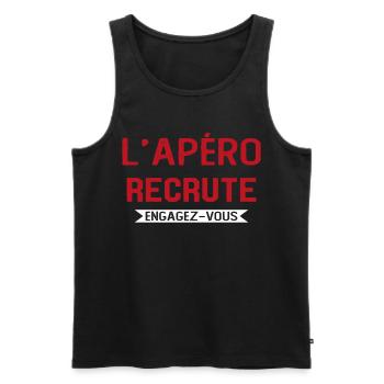 L'apéro Recrute Engagez-vous - Débardeur bio Premium Homme - noir - Devant - Michal (187cm)